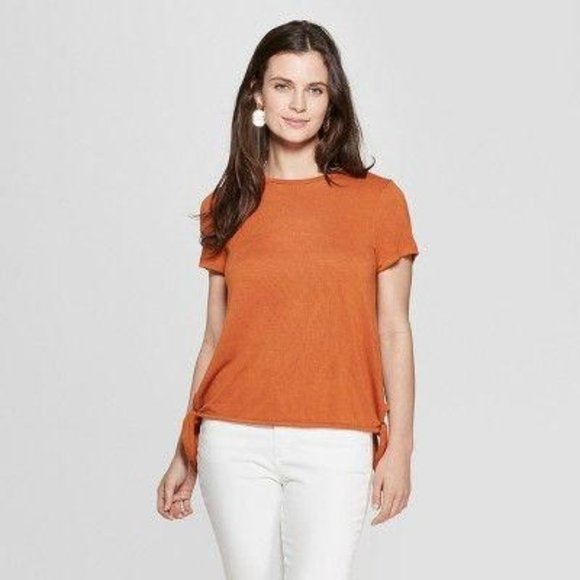 Universal Thread Spice Orange Basic‎ SideTie Tee Sm - Picture 1 of 6